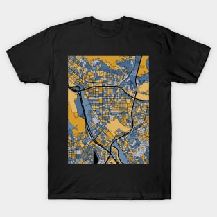 Glendale Map Pattern in Blue & Gold T-Shirt